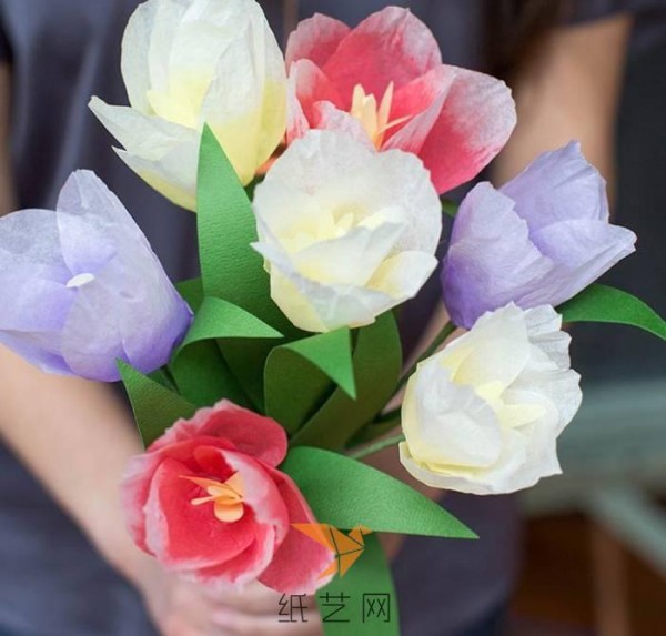 Beautiful tulip artificial flower paper art flower production