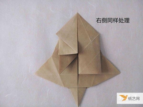 Tutorial on how to fold a very complicated standing three-dimensional paper rabbit