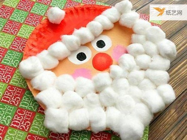 Illustration of how children use paper plates to make super cute Santa Claus by hand