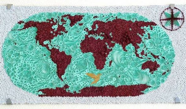 Tutorial on hand-making paper quilled world map