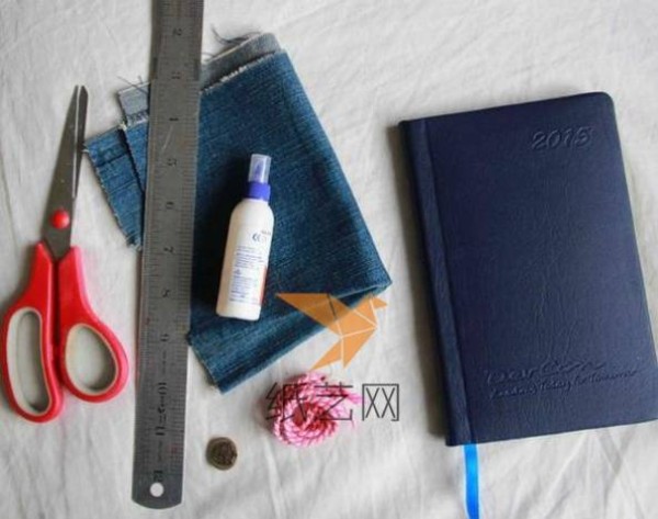 DIY tutorial on using old jeans to make textured book covers