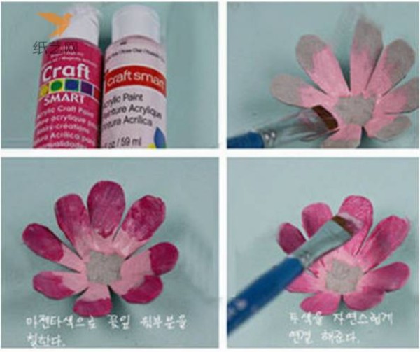 Tutorial on turning waste into treasure: discarded egg cartons are transformed into beautiful blue-eyed chrysanthemums