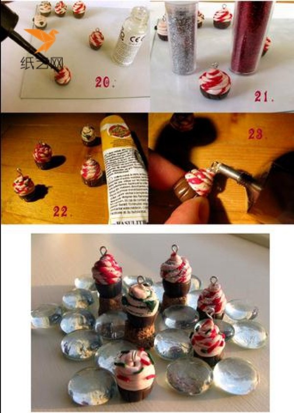 Tutorial on how to make delicious and tempting small cakes made from ultra-light clay