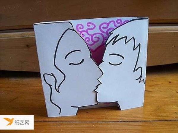 Illustration of a DIY kissing Valentines Day greeting card