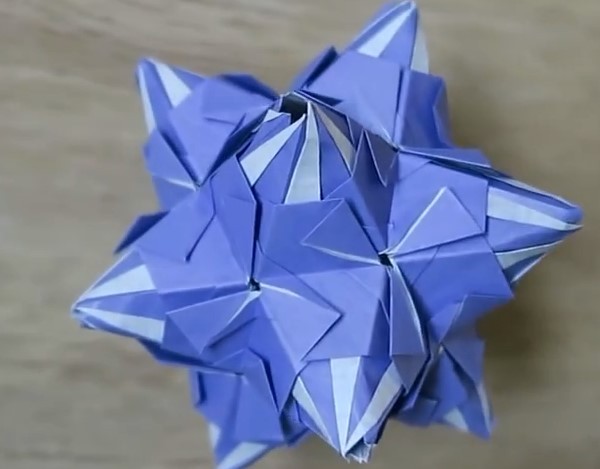 Origami flower ball blue starry sky handmade paper ball flower making tutorial