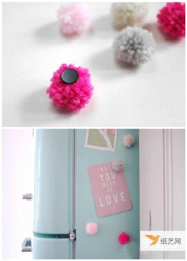 Very personalized and simple hand-making tutorial for wool ball refrigerator magnets