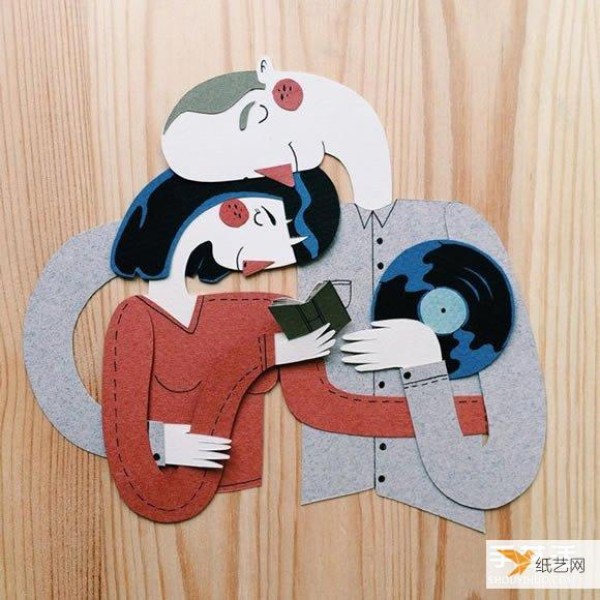 A warm graphic paper-cut art work that feels the love between family members.