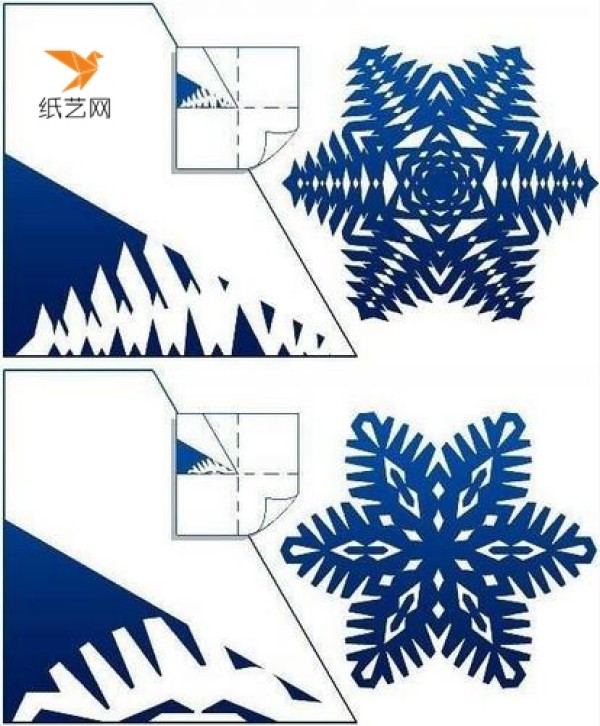 Illustration of making paper-cut snowflakes for dreamy paper-cut snowflake pendants