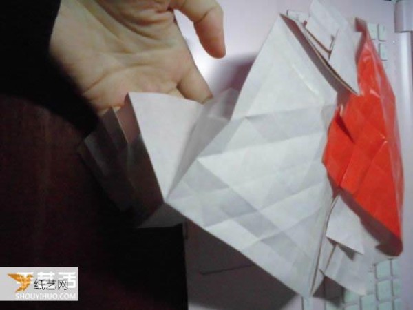 Super complex kissing fish heart origami illustration process