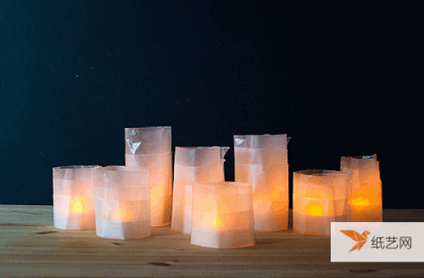 Handmade with wax paper and electronic lights, this is a personalized romantic candle holder