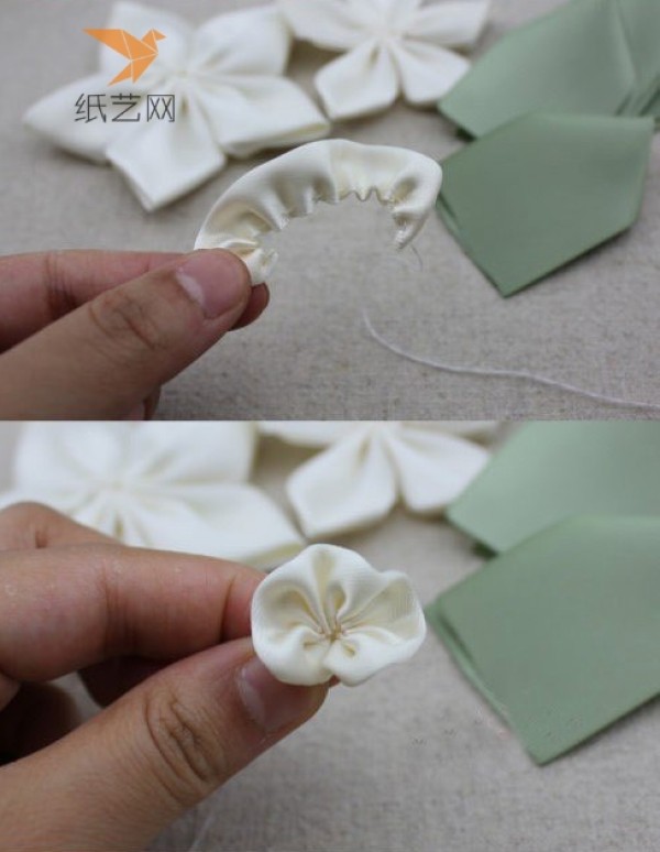 Fabric tutorial Korean style small fresh fabric flower hairpin making tutorial illustration