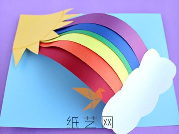 Beautiful childrens handmade three-dimensional rainbow greeting card