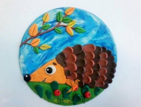 Childrens handmade little hedgehog clay painting Mothers Day gift