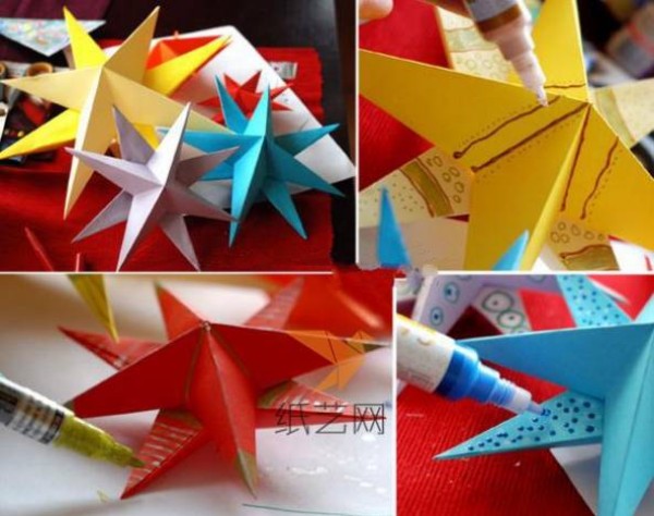 Tutorial on making beautiful 3D star decorations by hand for children