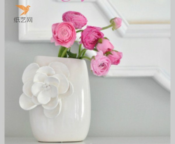 Decorative soft clay white orchids on vase for pottery tutorial