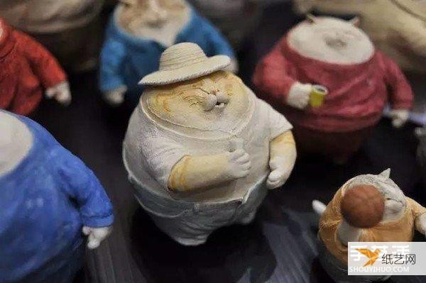 Appreciation of pictures of exquisite clay cat handicrafts