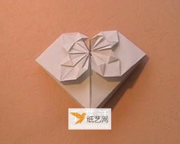 Illustration of origami method with flower heart pattern