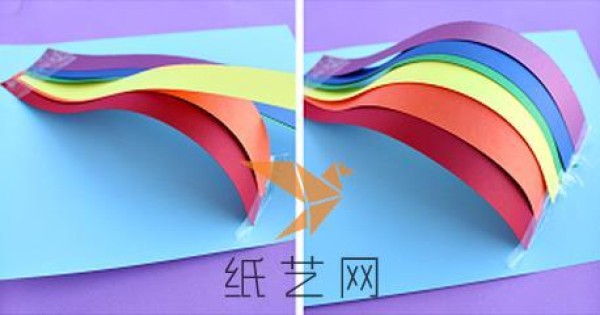 Beautiful childrens handmade three-dimensional rainbow greeting card