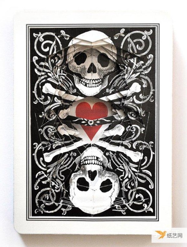 3D playing card paper sculpture art—Lonely Heart poker paper sculpture