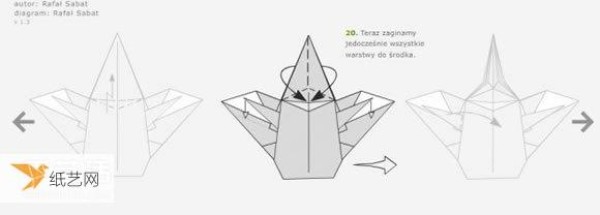 Illustrated tutorial on using origami to fold a three-dimensional angel with wings