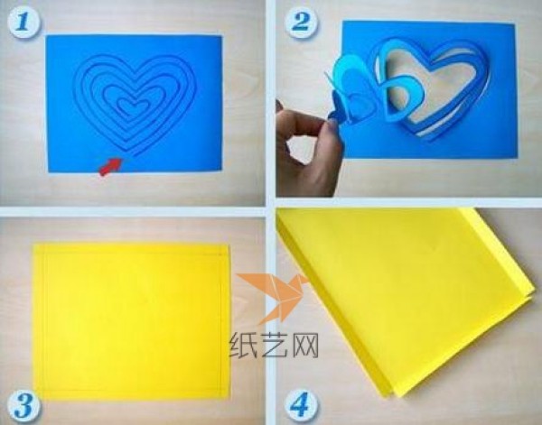 Creative hand-cut paper-cut heart-shaped Valentines Day card making tutorial