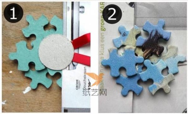 DIY Christmas tree decoration tutorial using puzzle pieces