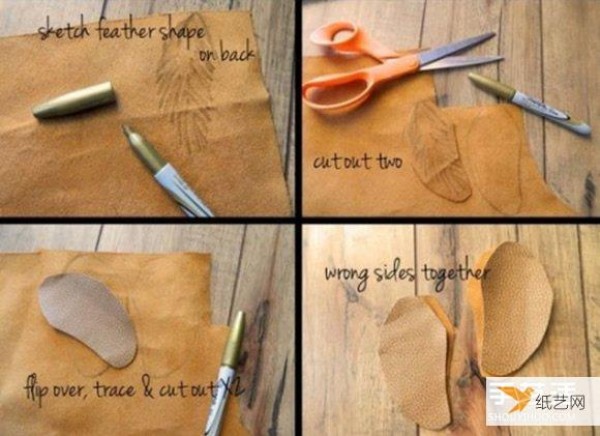 How to use leather to make personalized feather hangings