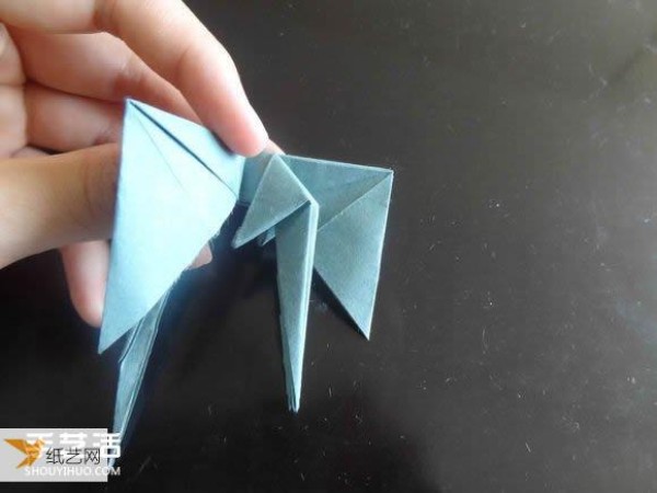 Western dragon with wings origami tutorial illustration