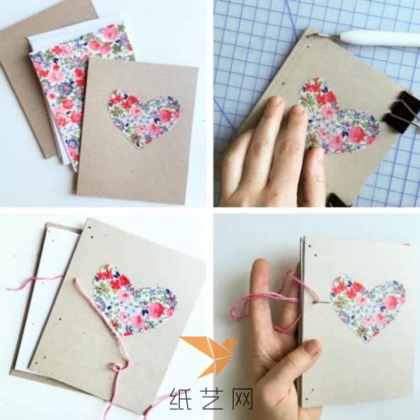 Tutorial on making handmade DIY heart-shaped cover book for Valentine’s Day gift