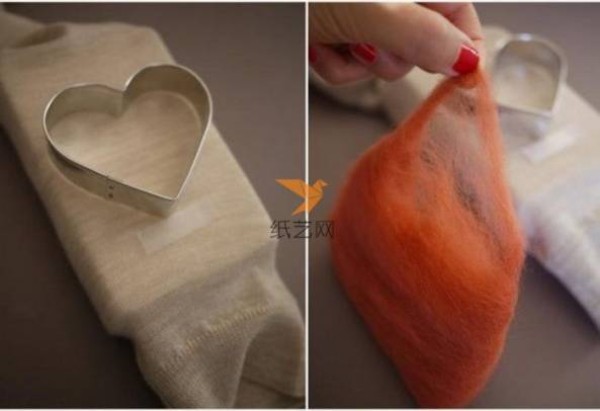 Warm Wool Felt Heart Shape Decoration on a Cardigan Creative Wool Felt Tutorial