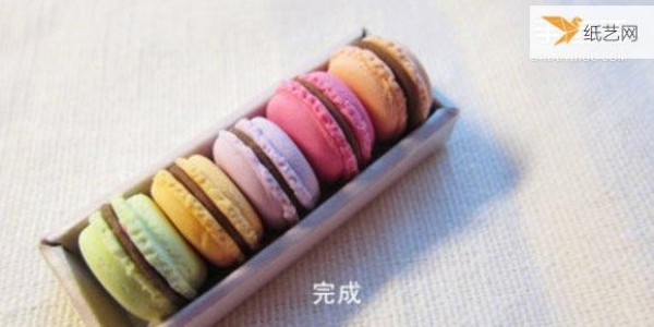 Illustrated tutorial on how to make macaron dessert ornaments using ultra-light clay