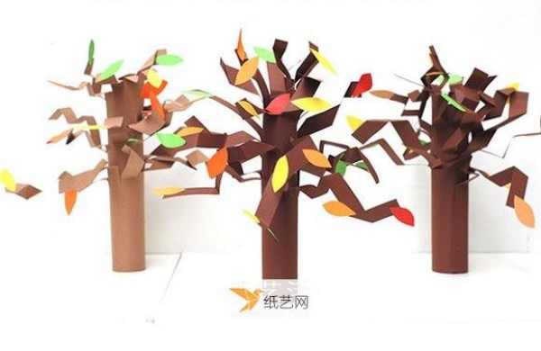 Three-dimensional tree handmade by kindergarten children