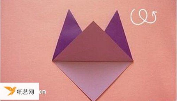 Illustration of how to make origami cat hand puppets