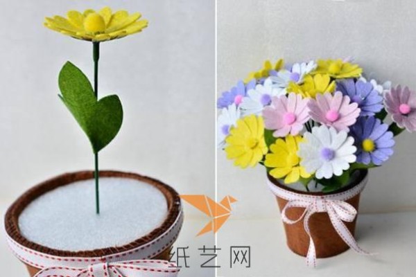 Tutorial on potted flowers made of non-woven fabric as a Teacher’s Day gift