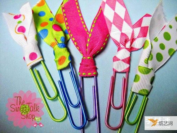 Tutorial on how to make beautiful ribbon bookmarks using paper clips