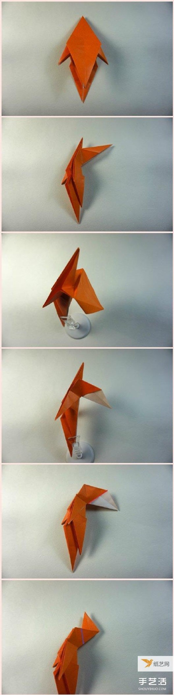 Illustrated tutorial on how to fold a squatting three-dimensional origami monkey