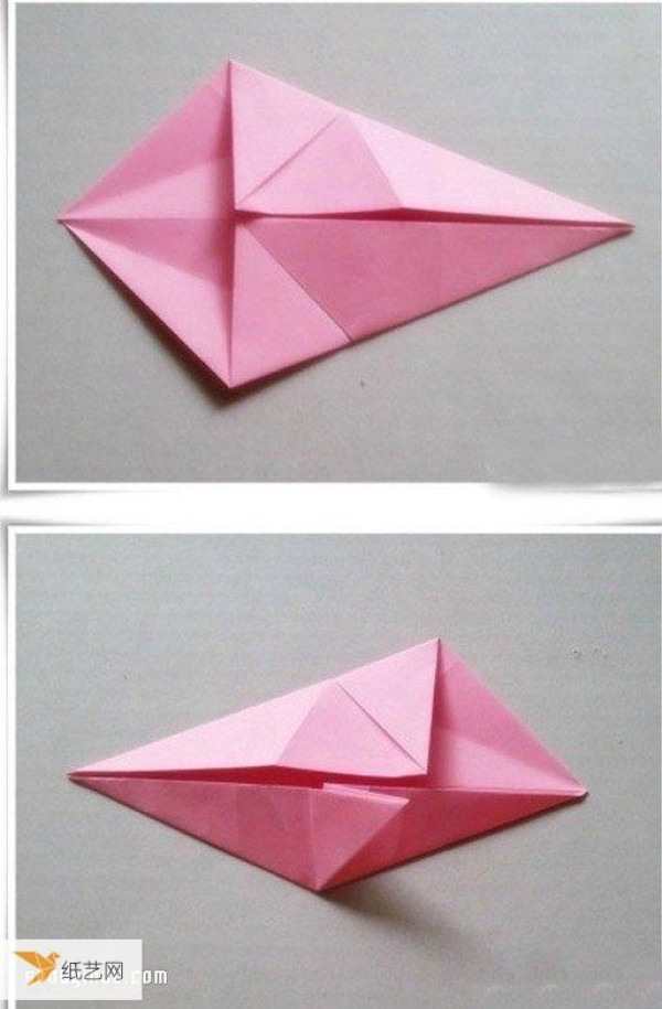 Illustrated method of folding an origami parasol by hand