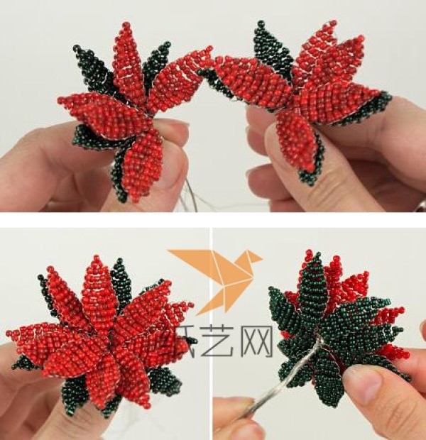 Beautiful Beaded Poinsettia Christmas Flower Christmas Gift Making Tutorial