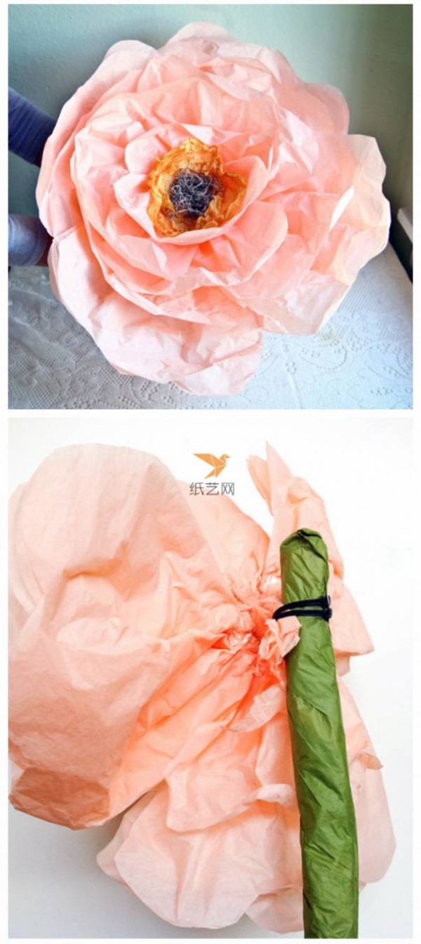 Paper art large three-dimensional decorative flower making tutorial