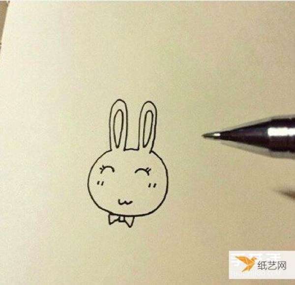 Simple and cute cartoon bunny drawing method tutorial illustration