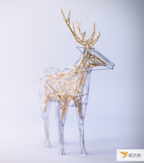 Handmade gold-coated silver wire sculptures entwine the elegant soul of animals