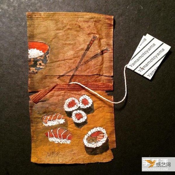 Artist uses used tea bags as canvas to write diary