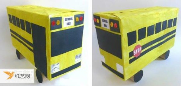 Tutorial on how children use shoe boxes to make beautiful school buses by hand