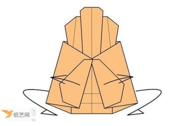 Illustration of the method of hand folding paper sofa chair