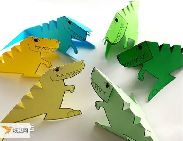 Kindergarten handmade paper-cut works—how to make three-dimensional dinosaurs