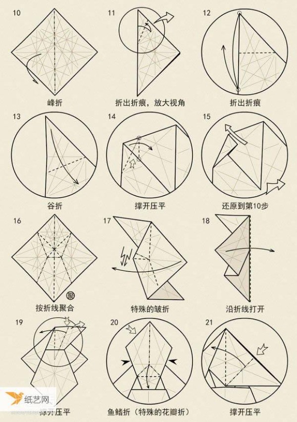 Illustrated tutorial on how to fold a standing rabbit by hand