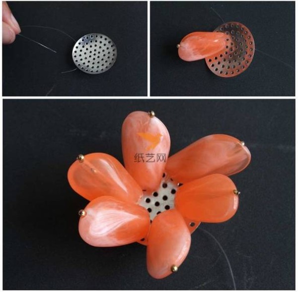 Shrimp Red Beaded Flower Necklace Making Tutorial Beading Tutorial