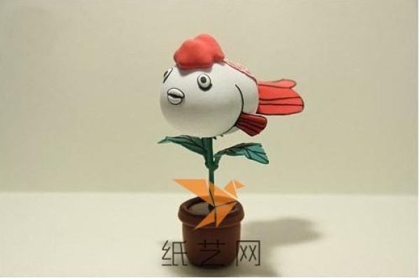 Tutorial on how to make a super cute goldfish potted plant made of ultra-light clay