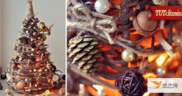 How to use dead branches and vine waste to make a personalized forest-style Christmas tree