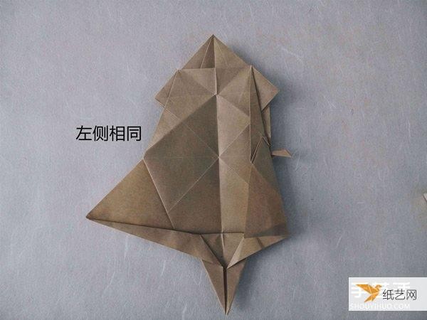 Tutorial on how to fold a very complicated standing three-dimensional paper rabbit